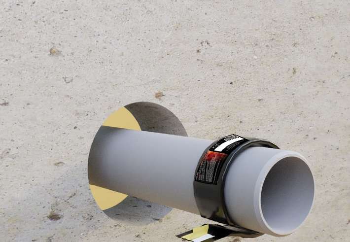 Opaska ogniochronna CarboWrap owinięta na rurze PVC