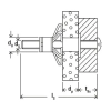 Kołek molly Fischer HM 8x54 SS ze śrubą sześciokątną M8x60 mm – rysunek montażu