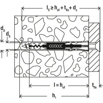 Kołek uniwersalny Fischer DuoPower 10x80 mm – rysunek montażu