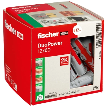 Kołek uniwersalny Fischer DuoPower 12x60 mm – opakowanie