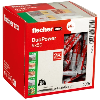 Kołek uniwersalny Fischer DuoPower 6x50 mm – opakowanie
