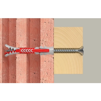 Kołek uniwersalny Fischer DuoPower 6x50 S z wkrętem 4,5x60 mm – działanie w podłożu