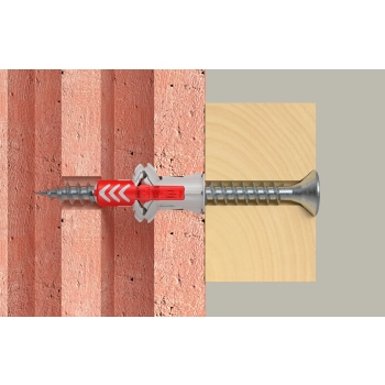 Kołek uniwersalny Fischer DuoPower 8x40 S z wkrętem 5x55 mm – działanie w podłożu 2