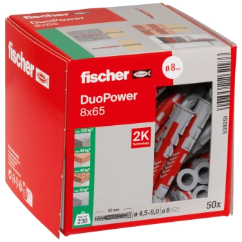 Kołek uniwersalny Fischer DuoPower 8x65 mm – opakowanie