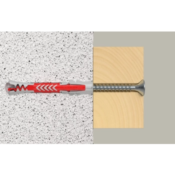 Kołek uniwersalny Fischer DuoPower 8x65 S z wkrętem 5x80 mm – działanie w podłożu 2