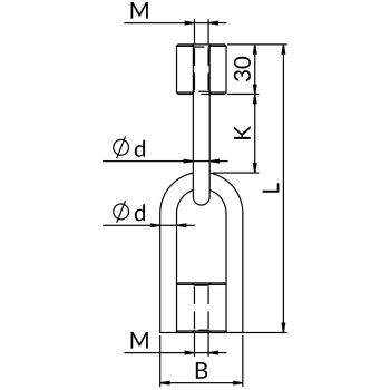 Elementy wahadłowe EW1 – rysunek wymiarowy