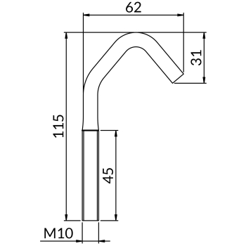 Hak mocowania trapezu HT – rysunek wymiarowy