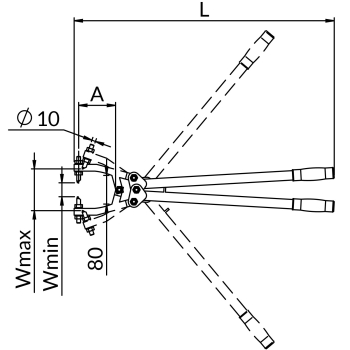 Kleszcze blach trapezowych KBT – rysunek wymiarowy
