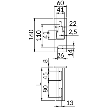 Konsole OGSSMF2,5 41X41 – rysunek wymiarowy