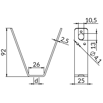 Wieszaki blach trapezowych OGWTBK – rysunek wymiarowy