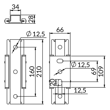 Podpora przesuwna PPS3 – rysunek wymiarowy