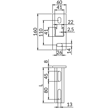 Konsole SSMF2,5 41X41 – rysunek wymiarowy