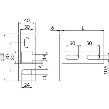 Konsole obrócone SS90A2,0 30X30 – rysunek wymiarowy
