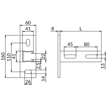 Konsole obrócone OGSS90MF2,5 41X41 – rysunek wymiarowy