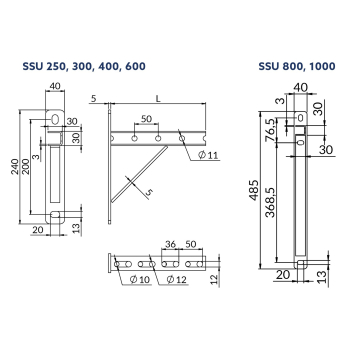Konsole SSU3,0 30X30 – rysunek wymiarowy