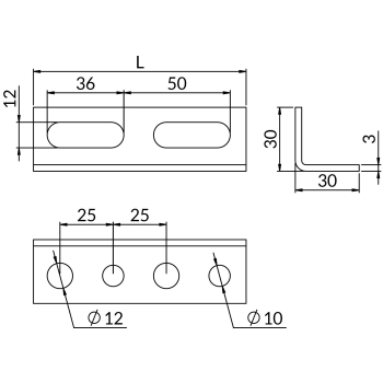 Profile SZL3,0 30X30 – rysunek wymiarowy