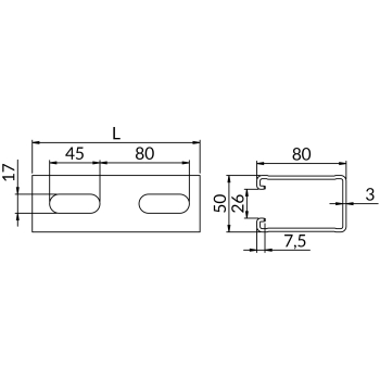 Profile SZME3,0 50X80 – rysunek wymiarowy