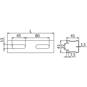 Profile NSZMF1,5 41X41 – rysunek wymiarowy