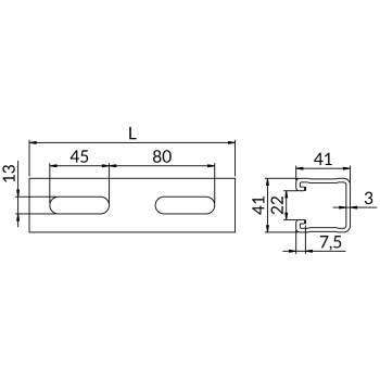 Profile SZMF3,0 41X41 – rysunek wymiarowy