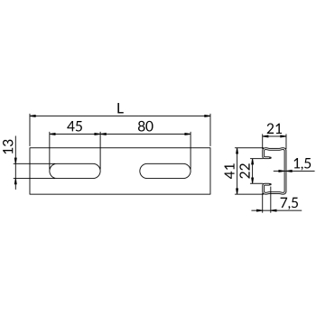 Profile SZMG1,5 41X21 – rysunek wymiarowy