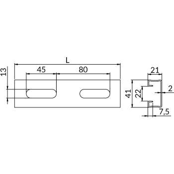 Profile SZMG2,0 41X21 – rysunek wymiarowy