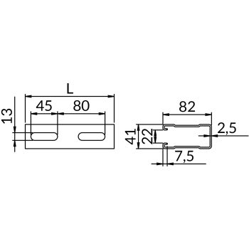 Profile XPSZMI2,5 41X82 – rysunek wymiarowy