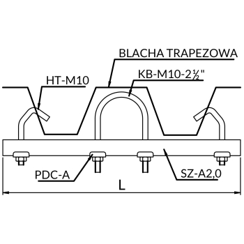 Mocowania hakowe SZM – rysunek wymiarowy