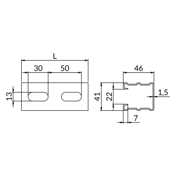 Profile SZMK1,5 41X46 – rysunek wymiarowy