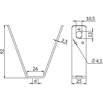 Wieszaki blach trapezowych WTBK – rysunek wymiarowy