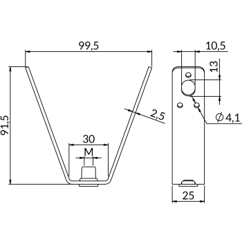 Wieszaki blach trapezowych WT – rysunek wymiarowy