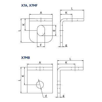 Kształtki X7 – rysunek wymiarowy