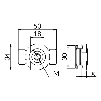 Nakrętki ślizgowe XPEZP – rysunek wymiarowy