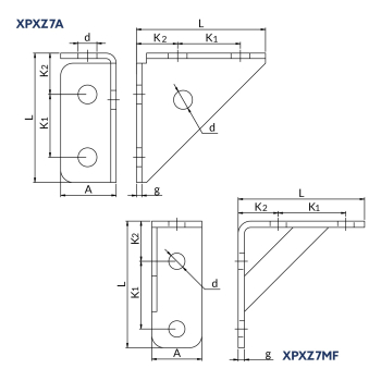 Kształtki XPXZ7 – rysunek wymiarowy