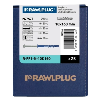 Kołek ramowy z kołnierzem R-FF1 10x160 mm z wkrętem (łeb sześciokątny) Rawlplug – zdjęcie 3