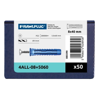 Kołek uniwersalny 4ALL 8x40 mm z wkrętem 5,0x60 mm Rawlplug – zdjęcie 4