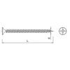 Wkręt do płyt g-k na profile metalowe FS 3,5x25 mm Koelner – rysunek techniczny z wymiarami