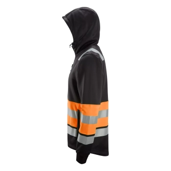 Bluza robocza odblaskowa z kapturem, na suwak, EN ISO 20471 kl. 1 Snickers 8038 – lewy bok