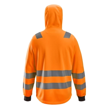 Bluza robocza odblaskowa z kapturem, na suwak, EN ISO 20471 kl. 2/3 Snickers High-Vis 8039 – tył
