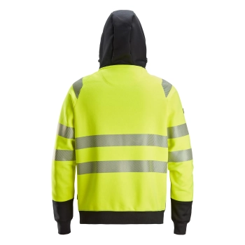Bluza robocza odblaskowa z kapturem, na suwak, EN ISO 20471 kl. 2 Snickers High-Vis 2839 – tył