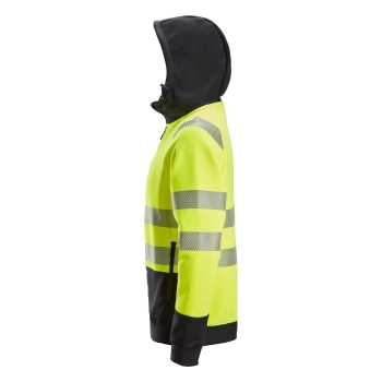 Bluza robocza odblaskowa z kapturem, na suwak, EN ISO 20471 kl. 2 Snickers High-Vis 2839 – lewy bok