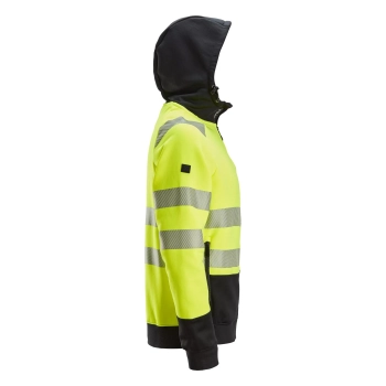 Bluza robocza odblaskowa z kapturem, na suwak, EN ISO 20471 kl. 2 Snickers High-Vis 2839 – prawy bok