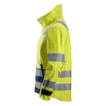 Kurtka robocza trudnopalna odblaskowa softshell, EN ISO 20471 kl. 3 Snickers ProtecWork 1260 – lewy bok