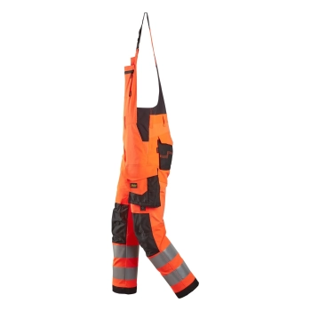 Ogrodniczki robocze odblaskowe, EN ISO 20471 kl. 2 Snickers High-Vis 6043 – lewy bok
