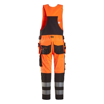 Ogrodniczki robocze odblaskowe z workami kieszeniowymi, EN ISO 20471 kl. 2 Snickers High-Vis 6013 – tył