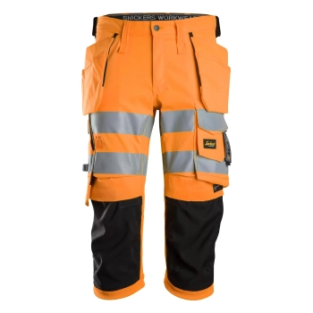 Piratki robocze odblaskowe stretch z workami kieszeniowymi, EN ISO 20471 kl. 1/2 Snickers High-Vis 6138