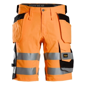 Spodenki robocze odblaskowe stretch z workami kieszeniowymi, EN ISO 20471 kl. 1 Snickers High-Vis 6135