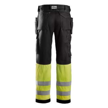 Spodnie robocze odblaskowe Cotton z workami kieszeniowymi, EN ISO 20471 kl. 1 Snickers High-Vis 3235 – tył