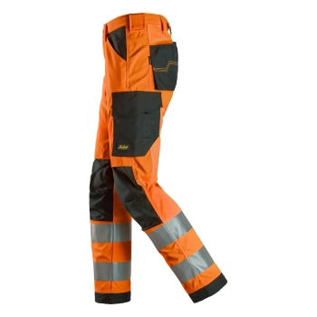 Spodnie robocze odblaskowe, EN ISO 20471 kl. 2 Snickers High-Vis 6338 – lewy bok