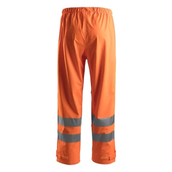 Spodnie robocze odblaskowe przeciwdeszczowe, EN ISO 20471 kl. 2 Snickers High-Vis 8243 – tył