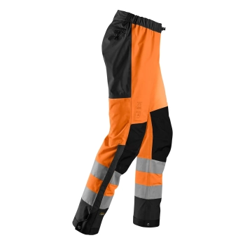Spodnie robocze odblaskowe przeciwdeszczowe shell, EN ISO 20471 kl. 2 Snickers High-Vis 6530 – prawy bok